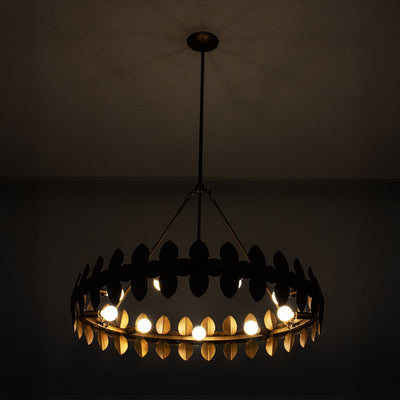22.75'' Vittoria 9 Light Pearlized Antique Brass Chandelier