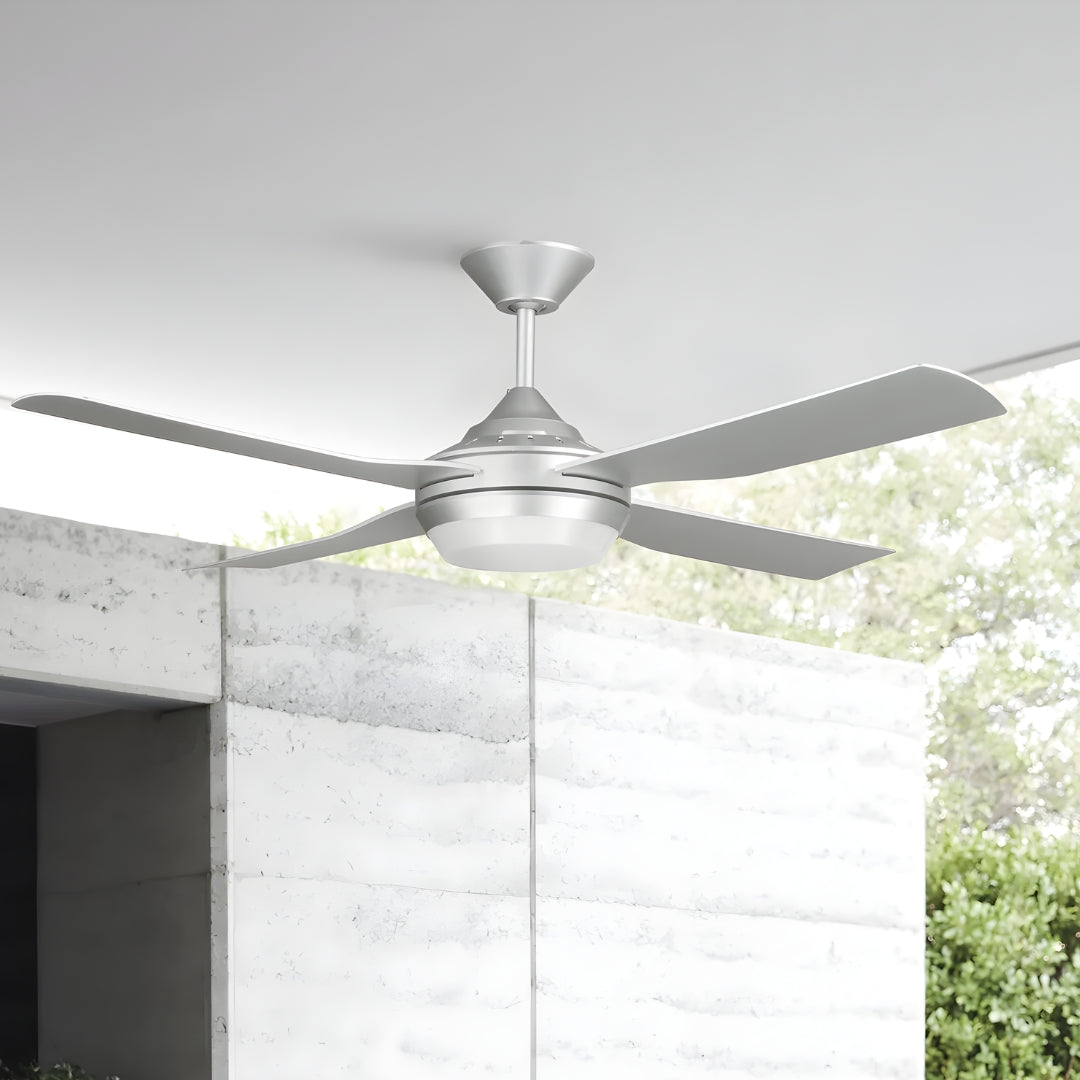 52 Inch 1 Light LED Silver Ceiling Fan with Remote