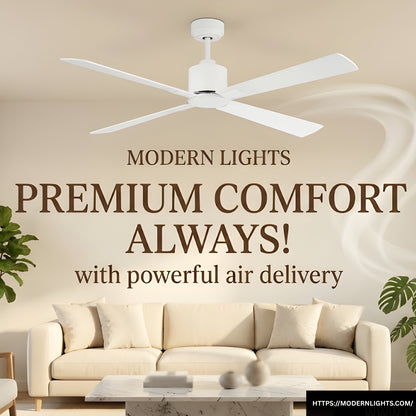 52 Inch DC White Fan with Remote