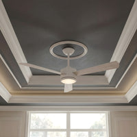 52 Inch DC White Fan with Reversible White Washed Oak Blades and Remote