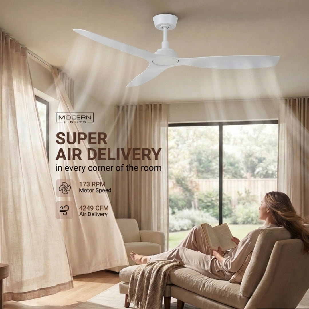 52 Inch Indoor Outdoor DC White Fan with Remote