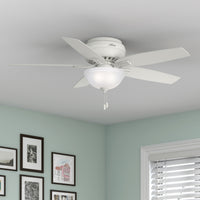 52 inch Newsome Fresh White Low Profile Ceiling Fan with LED Light Kit and Pull Chain