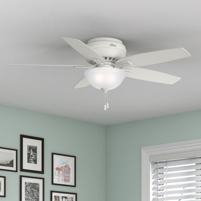 52 inch Newsome Fresh White Low Profile Ceiling Fan with LED Light Kit and Pull Chain