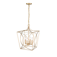 22'' Tracy Painted Modern Gold 4 Light Pendant