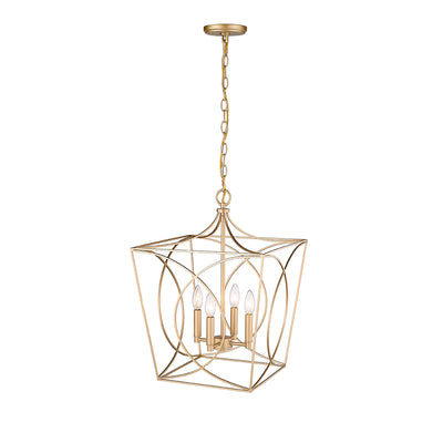 22'' Tracy Painted Modern Gold 4 Light Pendant