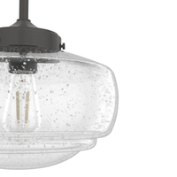 Saddle Creek 10-inch 1-light Noble Bronze Schoolhouse Pendant with Seeded Glass