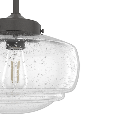 Saddle Creek 10-inch 1-light Noble Bronze Schoolhouse Pendant with Seeded Glass
