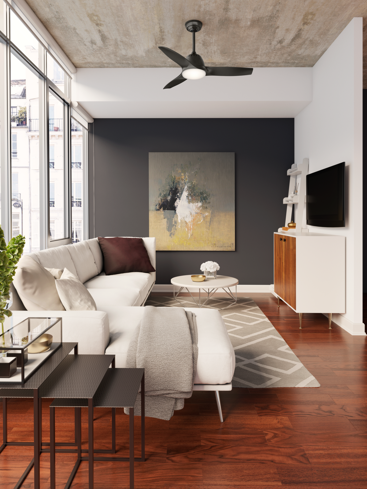 Casablanca 44 inch Wisp Noble Bronze Ceiling Fan with LED Light Kit and Handheld Remote