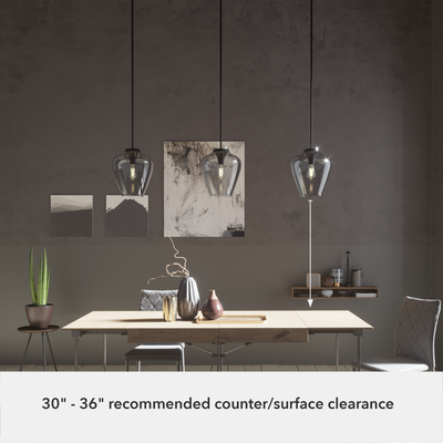 Vidria 12-inch 1-light Matte Black Pendant with Smoked Glass