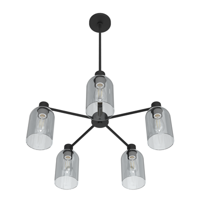 Lochemeade 26-inch 5-light Natural Black Iron Chandelier with Smoked Glass
