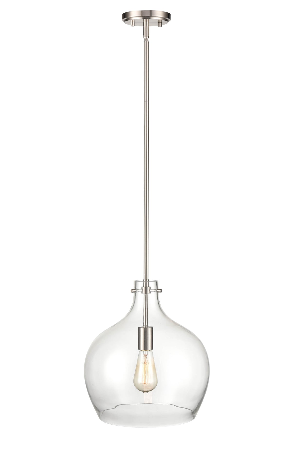 13-inch Brushed Nickel 1-Light Pendant Light