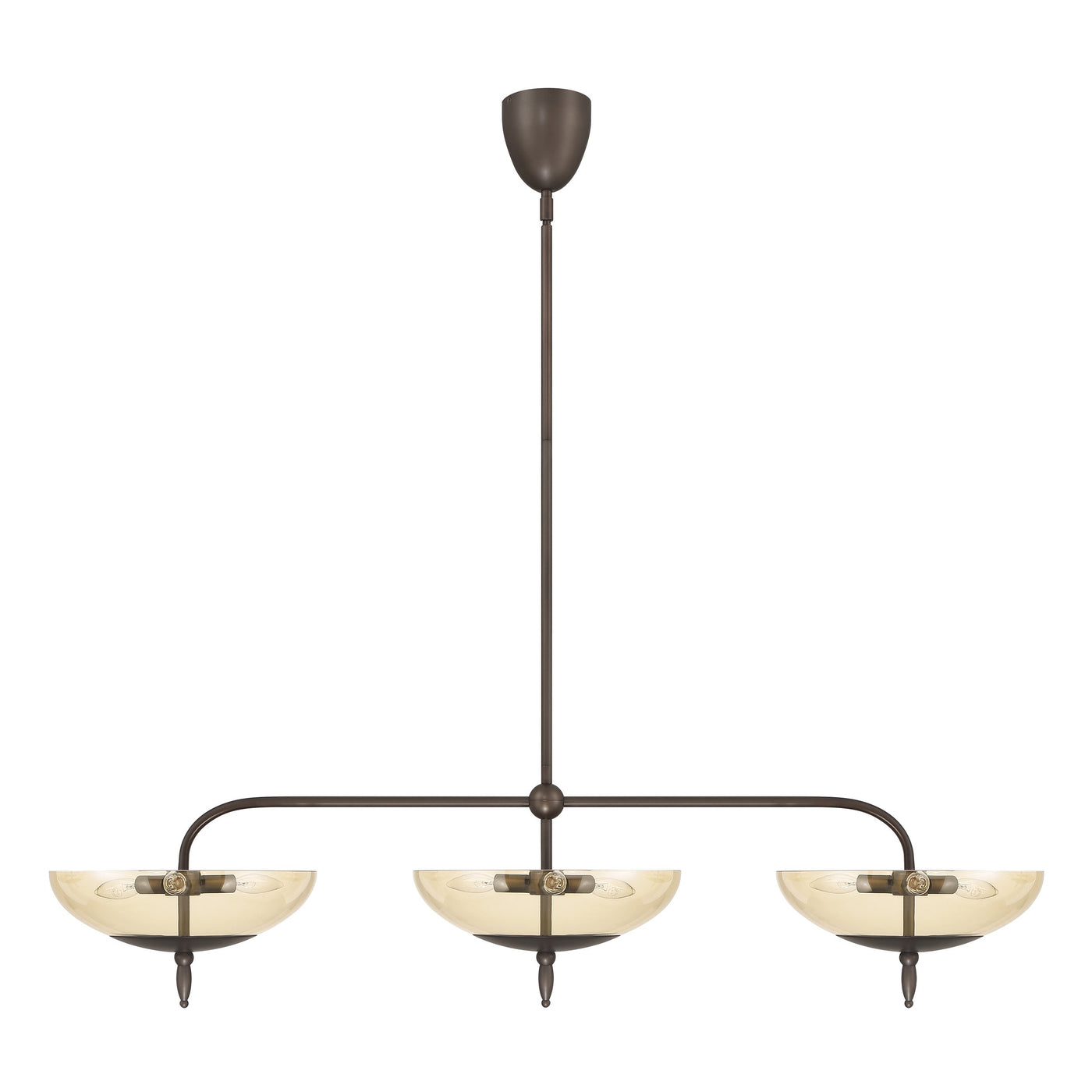 Fiorello 54-inch 9-light Forged Bronze Linear Chandelier with Smoked Amber Glass Shades