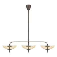 Fiorello 54-inch 9-light Forged Bronze Linear Chandelier with Smoked Amber Glass Shades