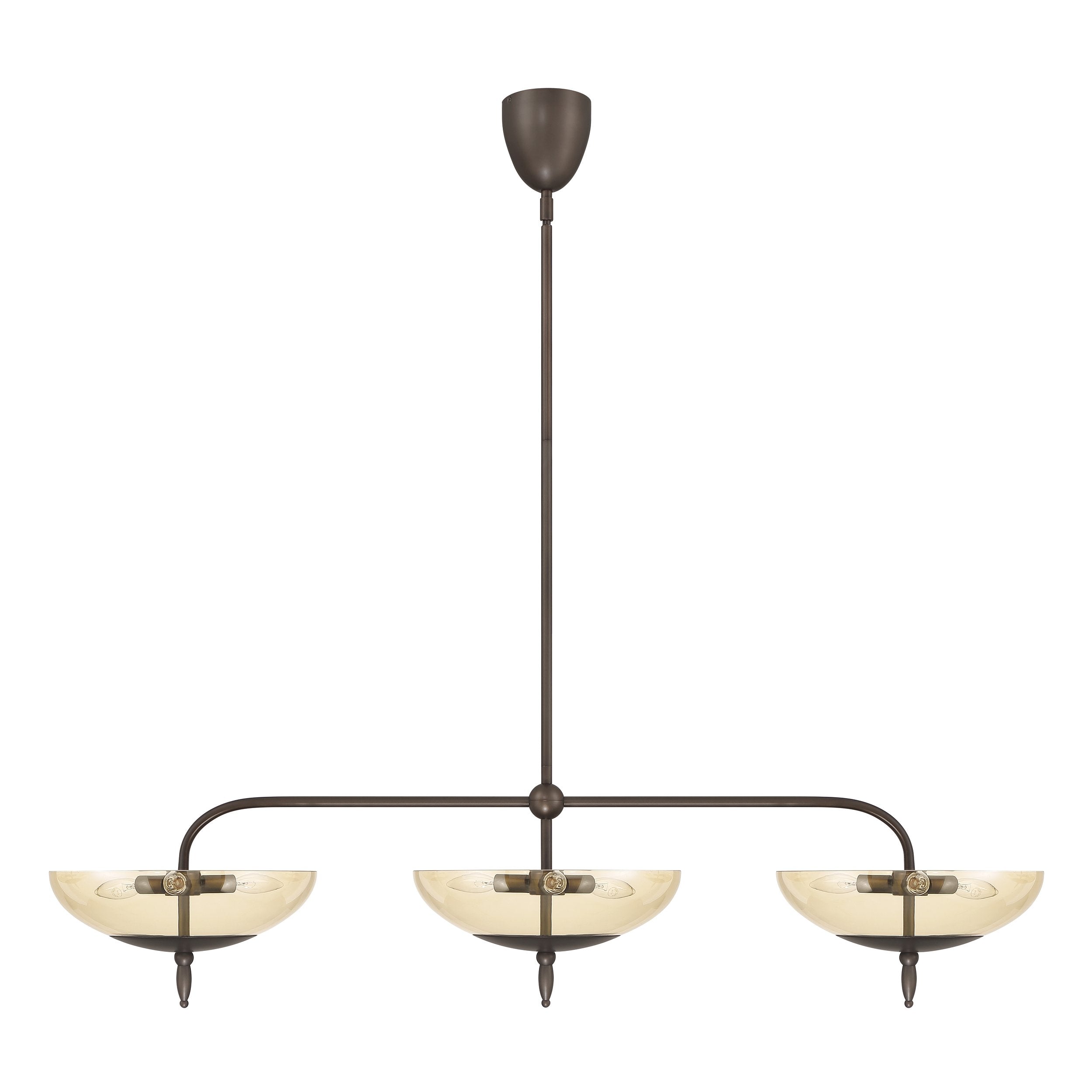 Fiorello 54-inch 9-light Forged Bronze Linear Chandelier with Smoked Amber Glass Shades