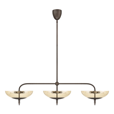 Fiorello 54-inch 9-light Forged Bronze Linear Chandelier with Smoked Amber Glass Shades