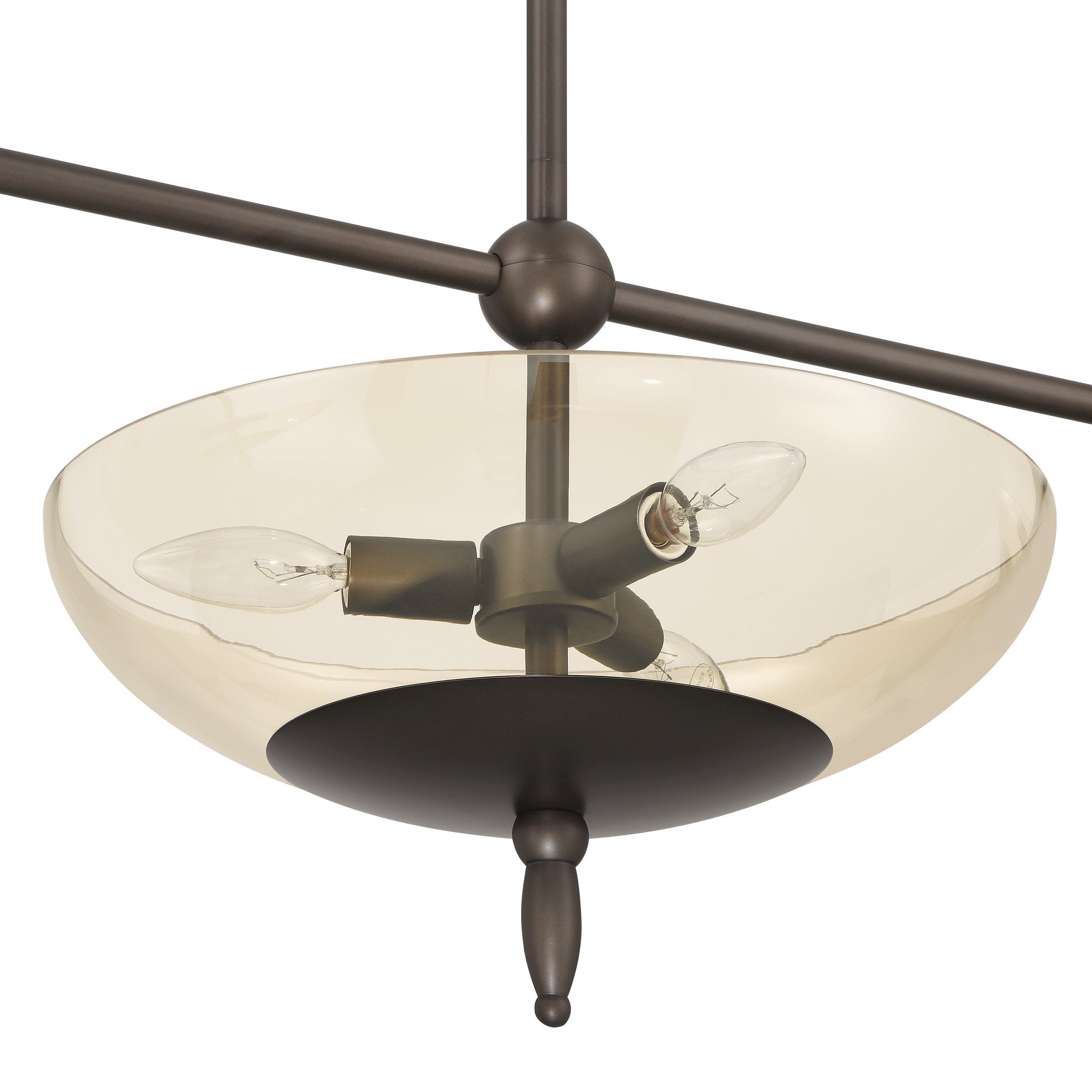 Fiorello 54-inch 9-light Forged Bronze Linear Chandelier with Smoked Amber Glass Shades