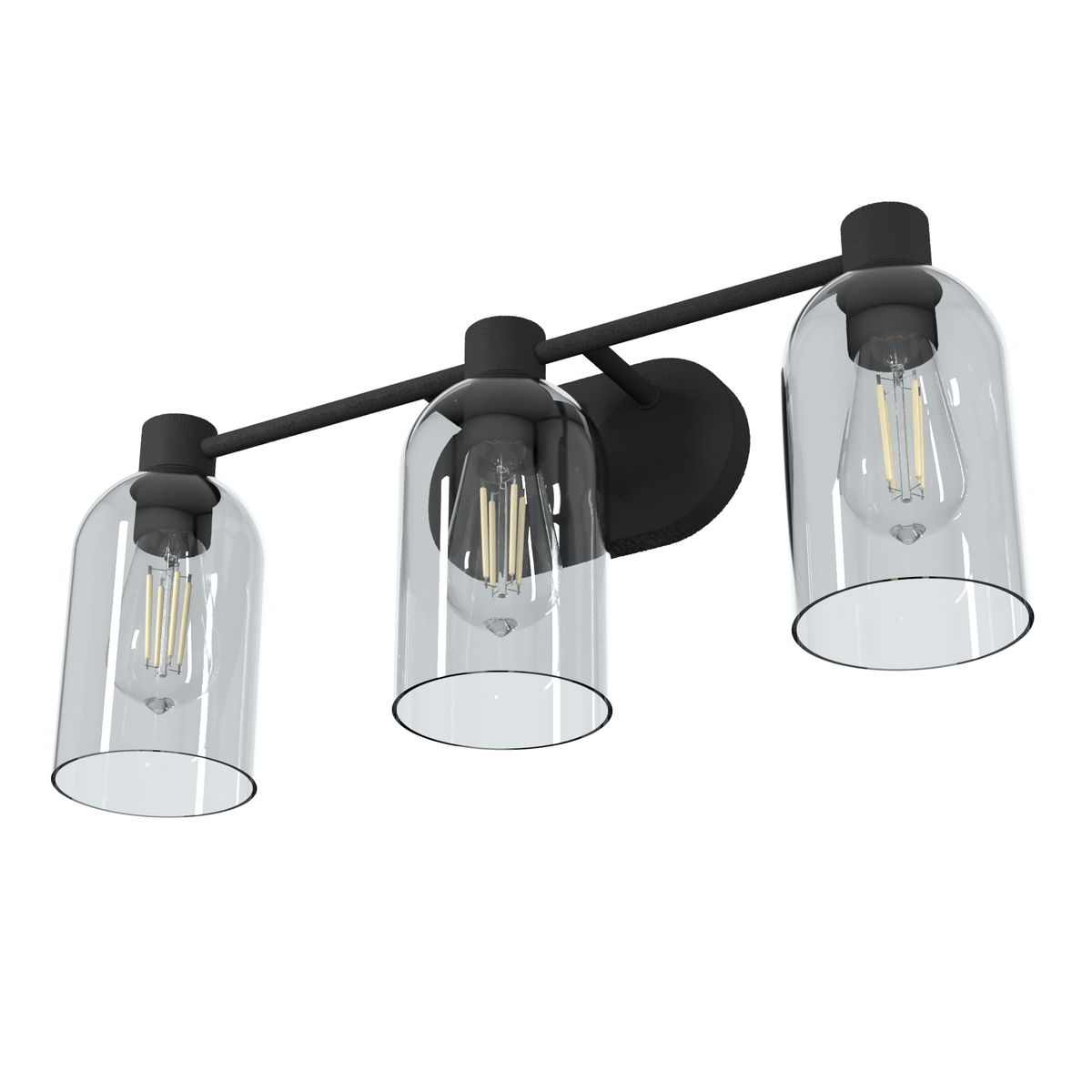 Lochemeade 22.5-inch 3-light Natural Black Iron Vanity Light with Smoked Glass