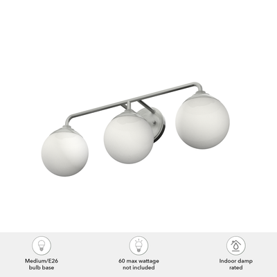 Hepburn 25-inch 3-light Brushed Nickel Vanity Light with Cased White Glass