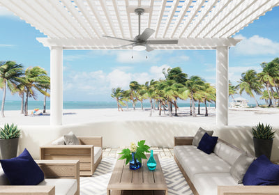 52 inch Sea Point Matte Silver WeatherMax Indoor / Outdoor Ceiling Fan with LED Light Kit and Pull Chain
