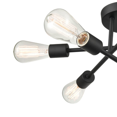 7.75'' Decco Matte Black 6 Light Semi-Flush Mount