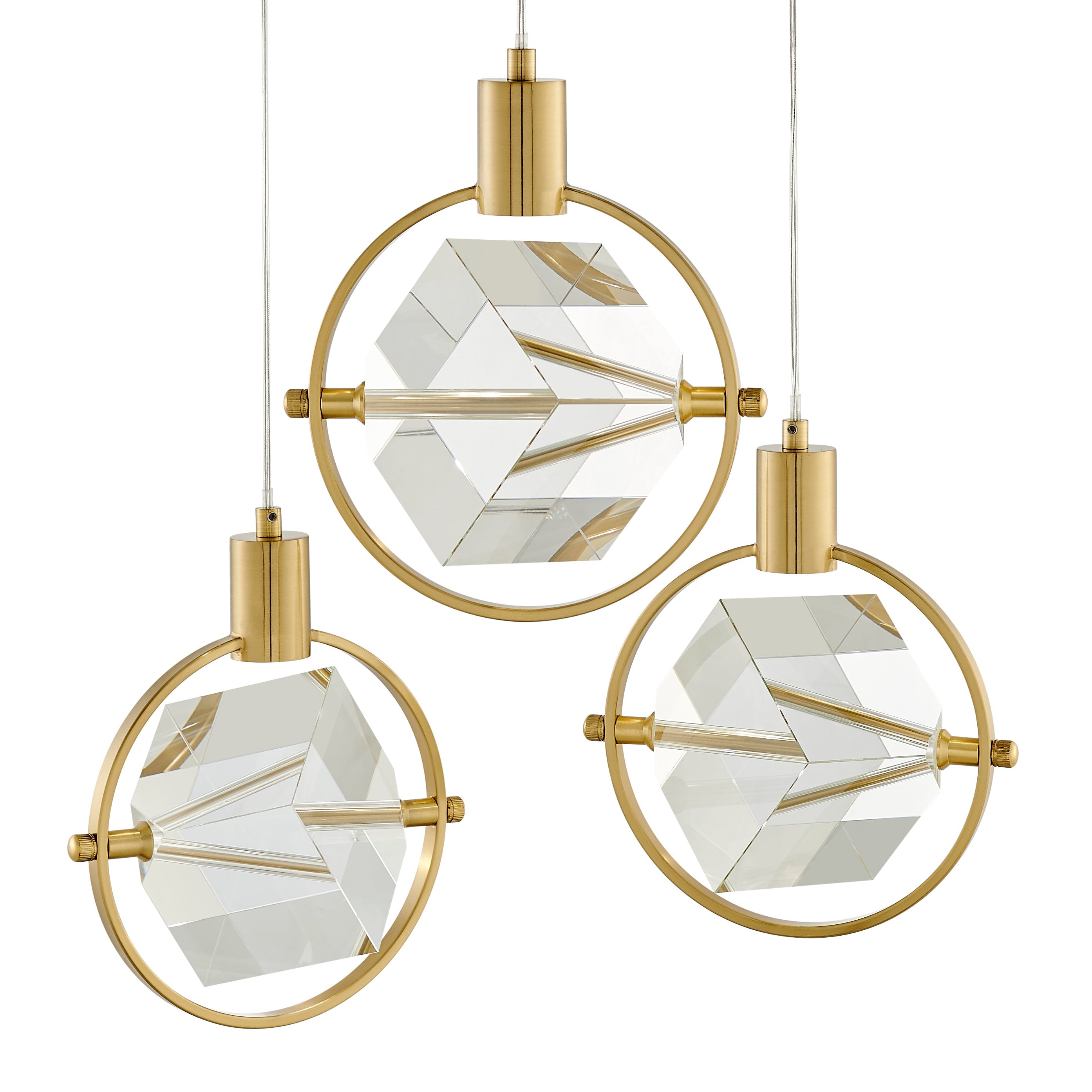 Hollywood Cube 3 Light Pendant | Gold