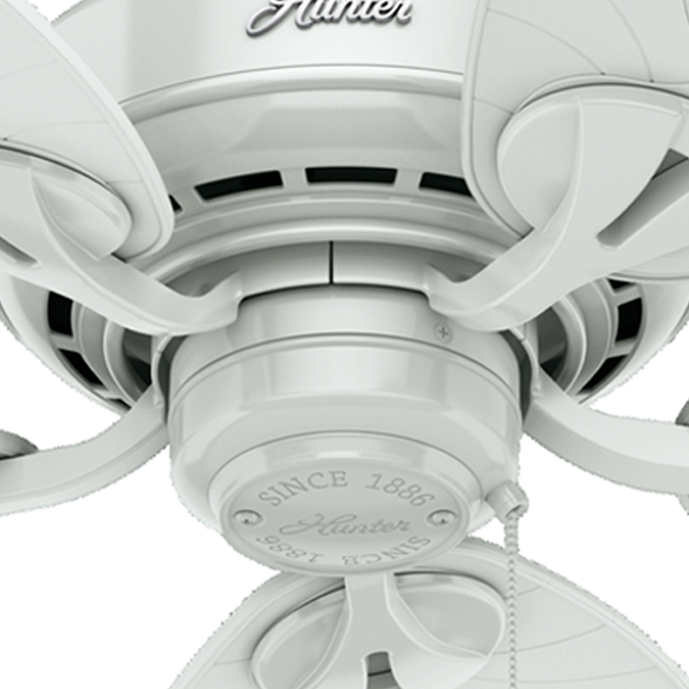54 inch Bayview White Damp Rated Ceiling Fan and Pull Chain