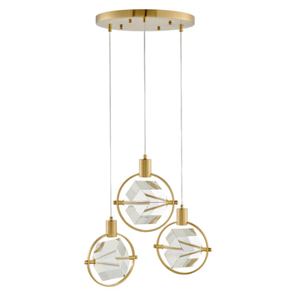 Hollywood Cube 3 Light Pendant | Gold
