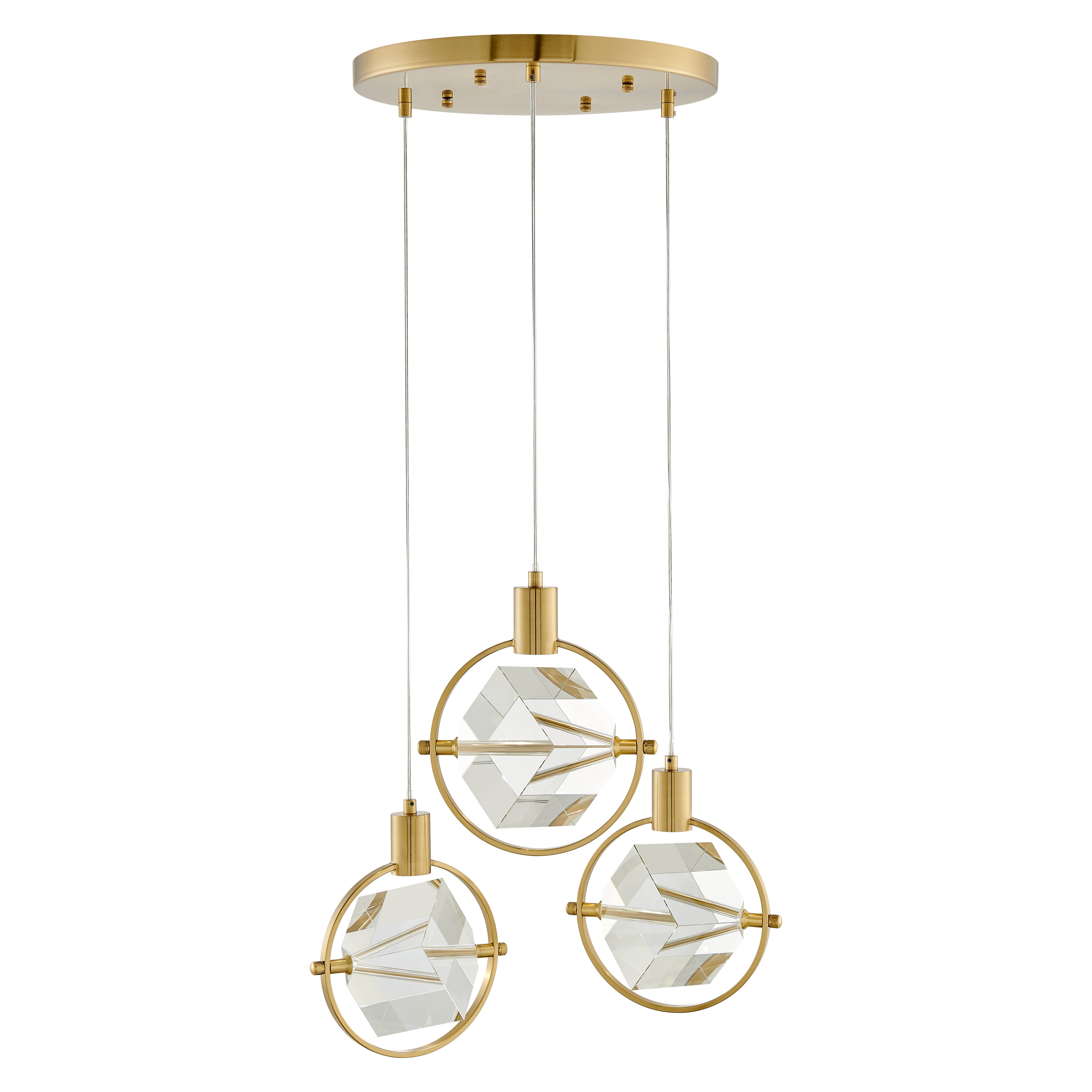 Hollywood Cube 3 Light Pendant | Gold