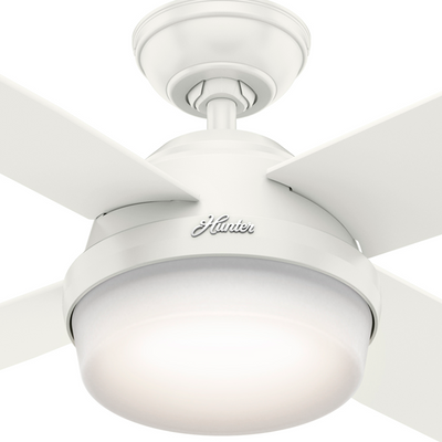 52 inch Dempsey Fresh White Damp Rated Ceiling Fan with LED Light Kit and Handheld Remote