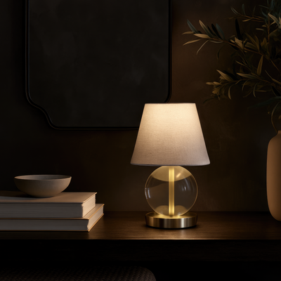 Mona & Lisa 1 Light Spherical Crystal Table Lamp