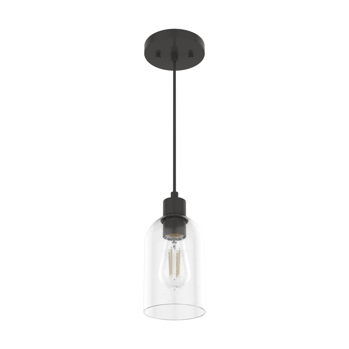 Lochemeade 4.5-inch 1-light Noble Bronze Pendant with Clear Seeded Glass