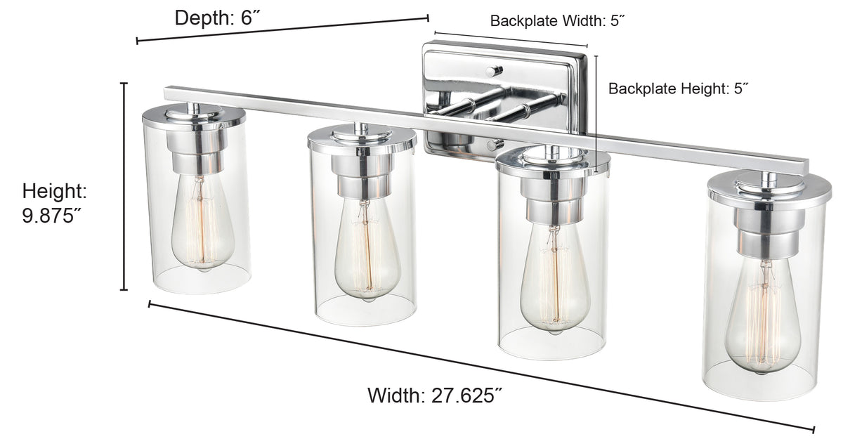 27.63'' Verlana Brushed Nickel 4 Light Bath Vanity