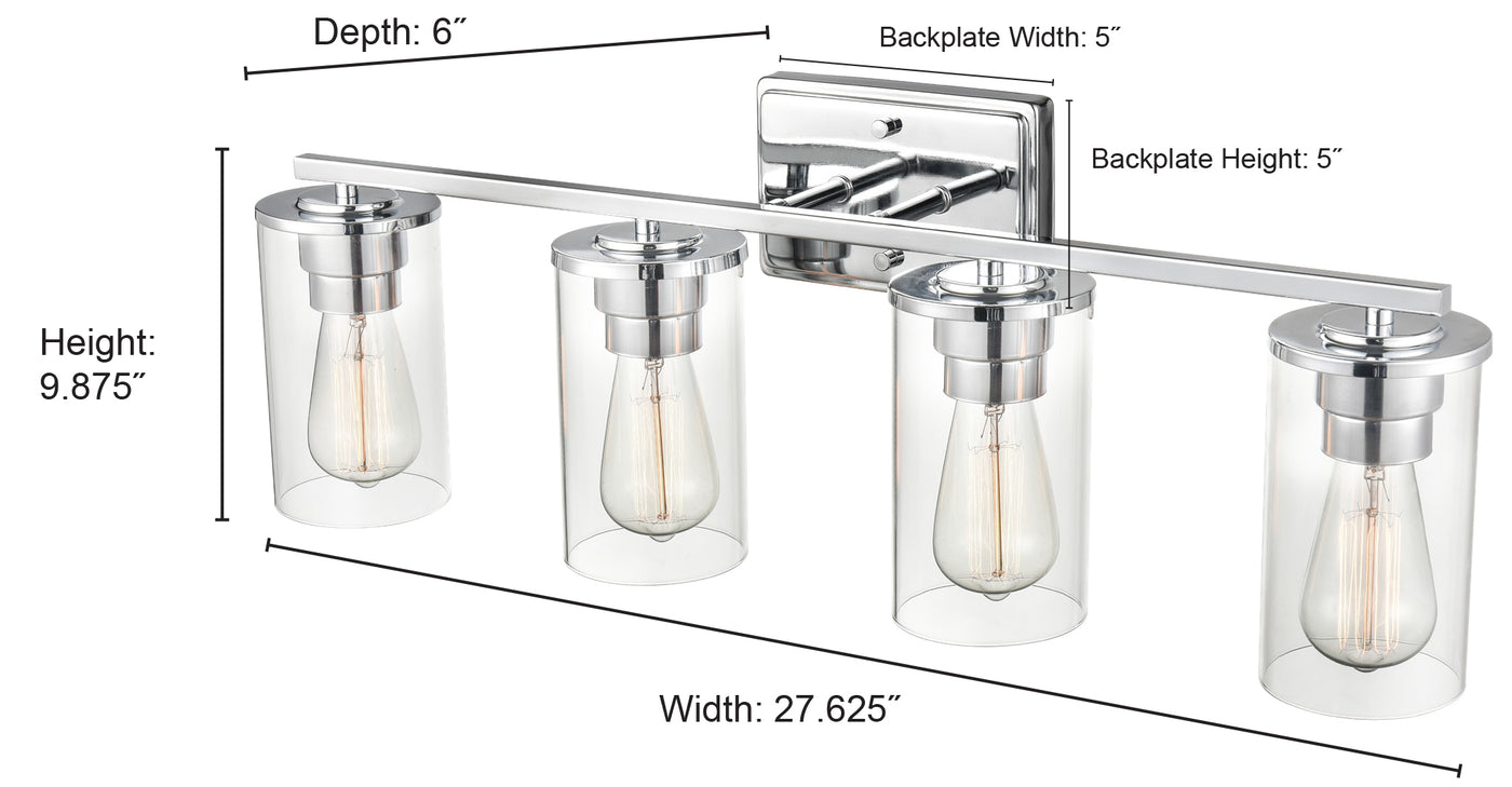 27.63'' Verlana Matte Black 4 Light Bath Vanity