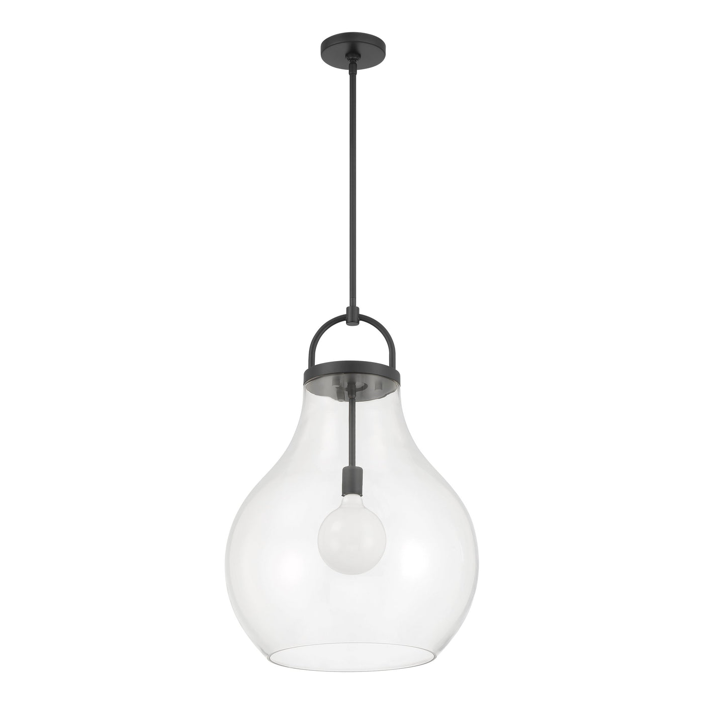 Mansfield 18-inch 1-light Matte Black Pendant Light with Clear Glass Shade