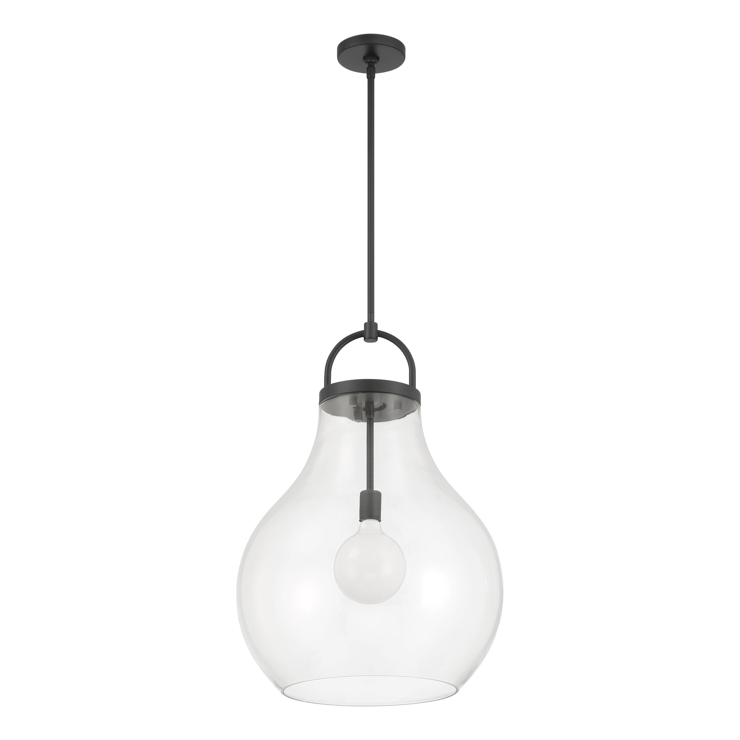 Mansfield 18-inch 1-light Matte Black Pendant Light with Clear Glass Shade