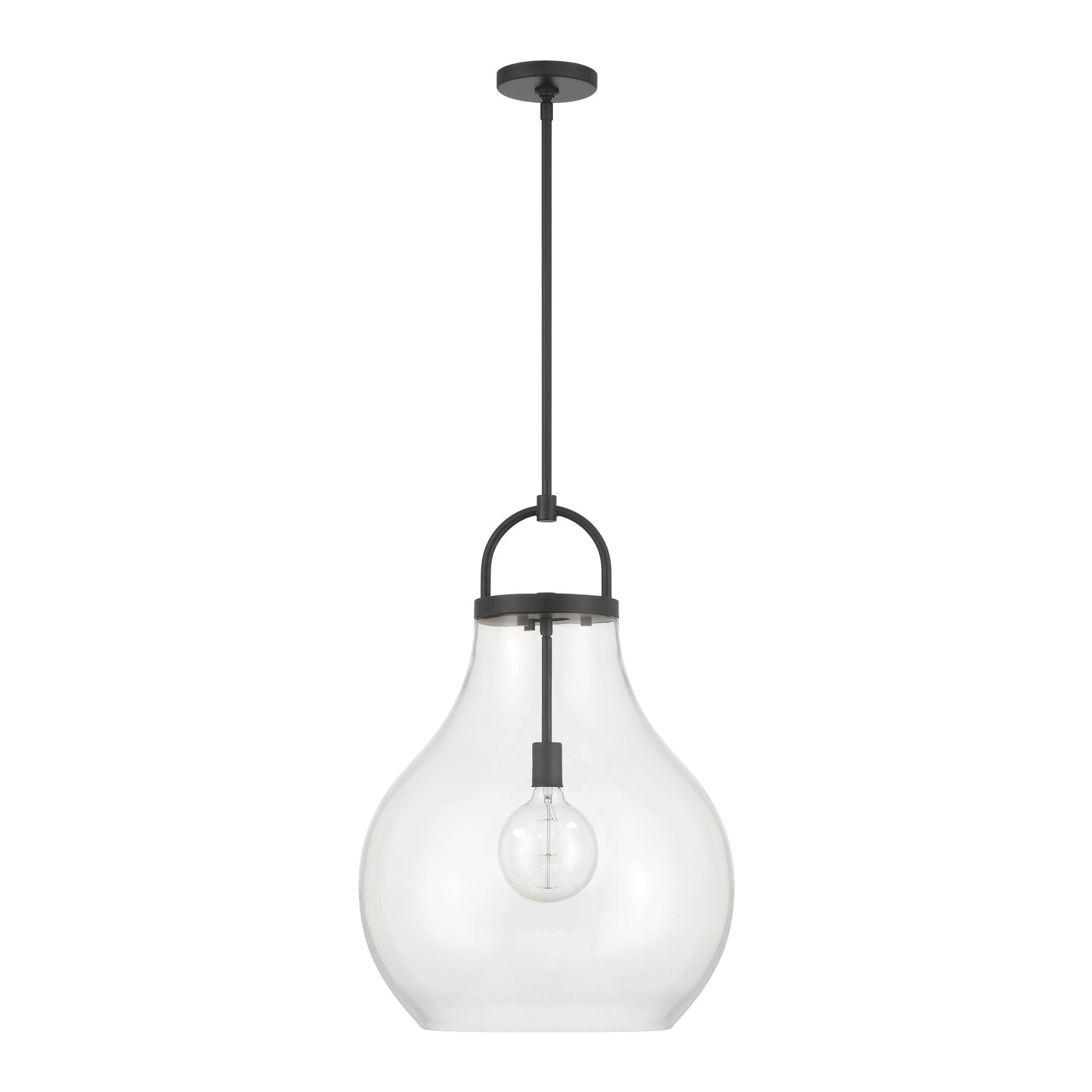 Mansfield 18-inch 1-light Matte Black Pendant Light with Clear Glass Shade