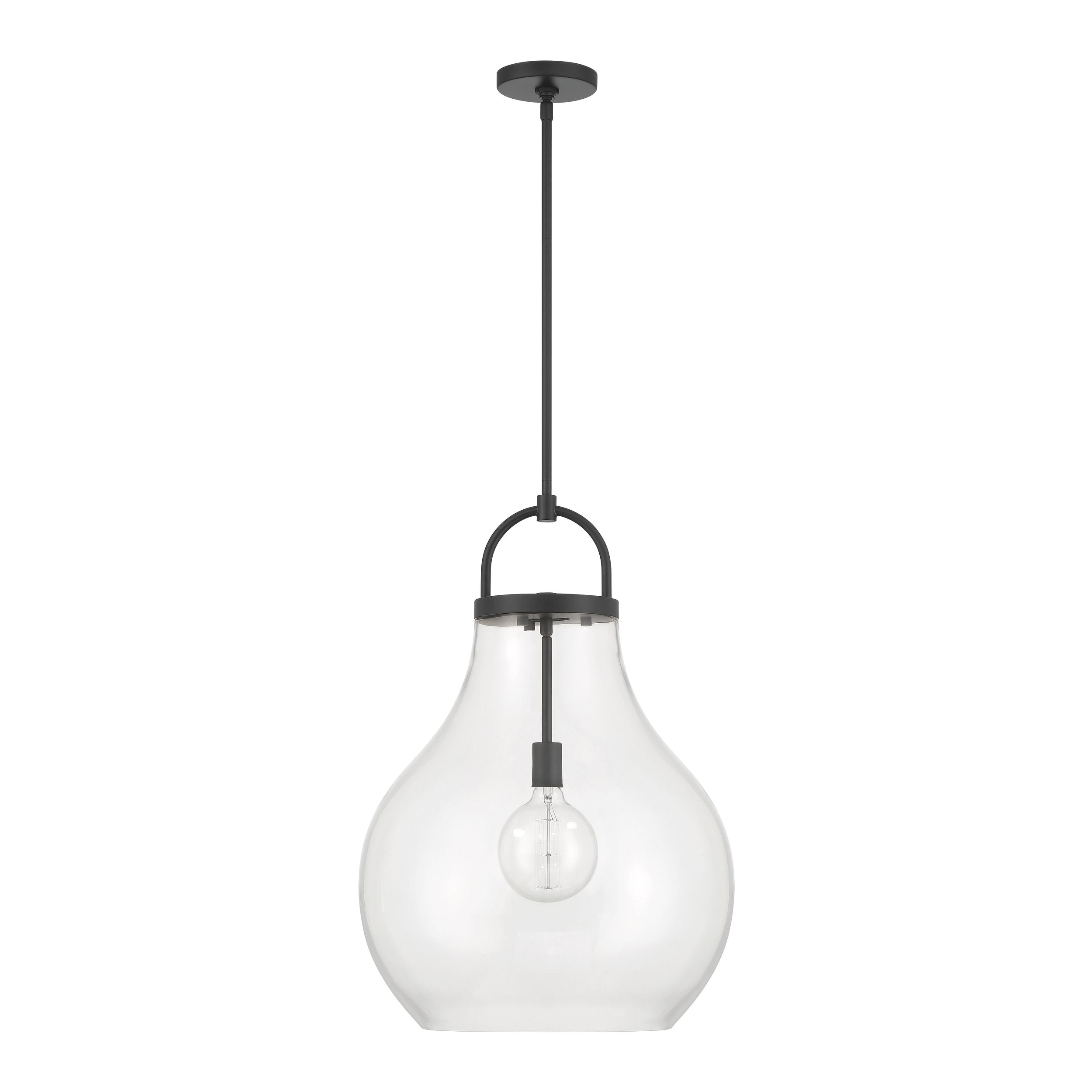 Mansfield 18-inch 1-light Matte Black Pendant Light with Clear Glass Shade
