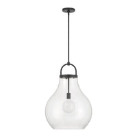 Mansfield 18-inch 1-light Matte Black Pendant Light with Clear Glass Shade