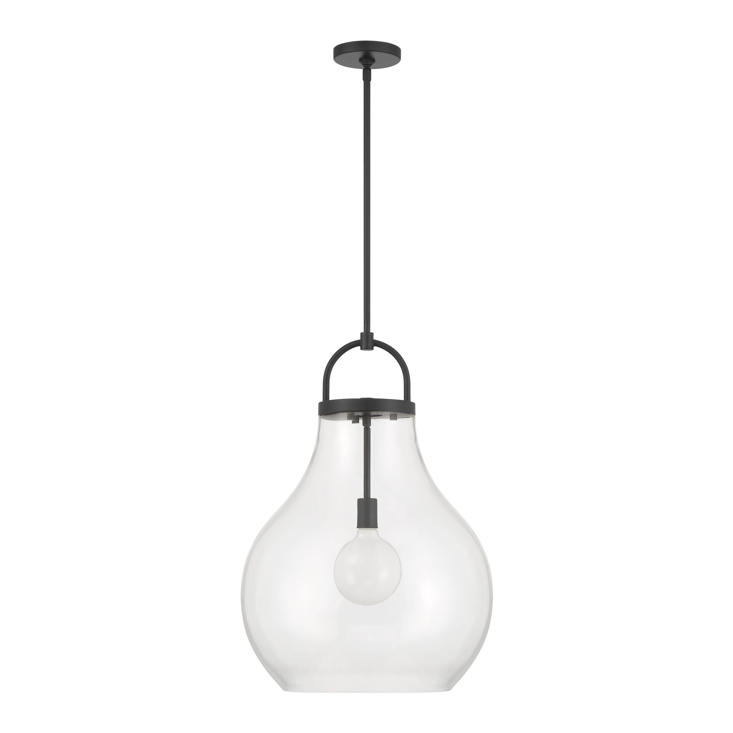 Mansfield 18-inch 1-light Matte Black Pendant Light with Clear Glass Shade
