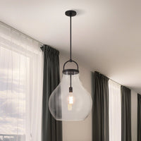 Mansfield 18-inch 1-light Matte Black Pendant Light with Clear Glass Shade