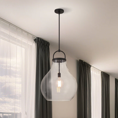 Mansfield 18-inch 1-light Matte Black Pendant Light with Clear Glass Shade