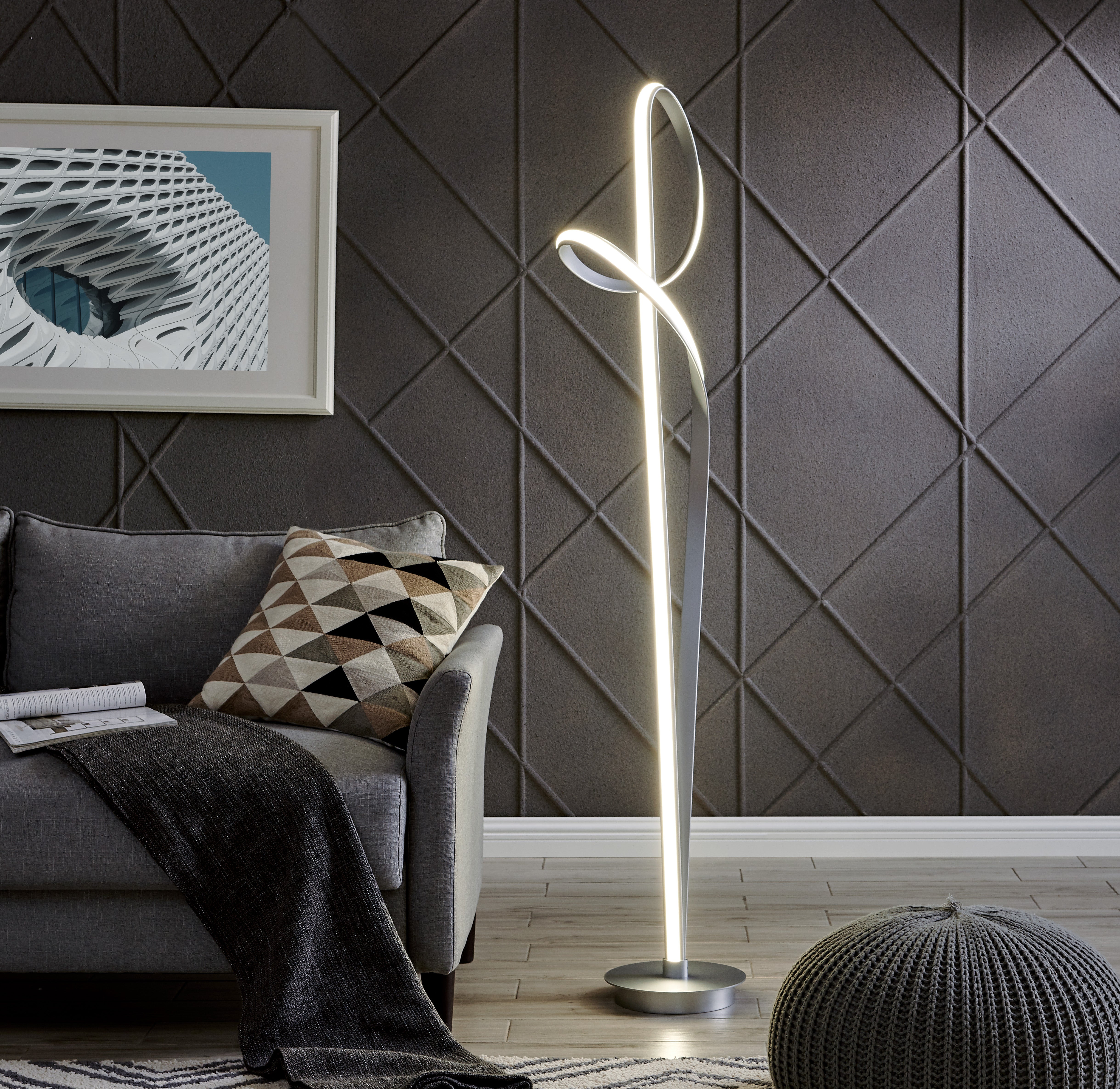 Budapest LED Silver 63" Tall Floor Lamp | Dimmable