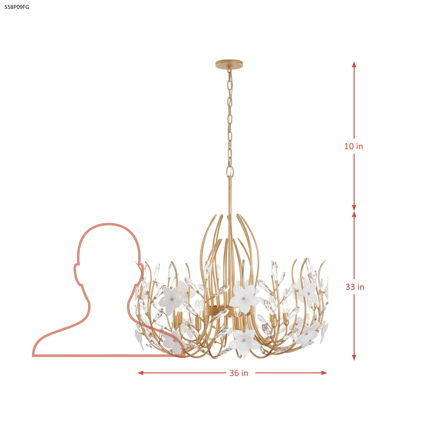 Petal Court 9 Light Pendant