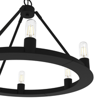Saddlewood 24-inch 6-light Natural Black Iron Chandelier