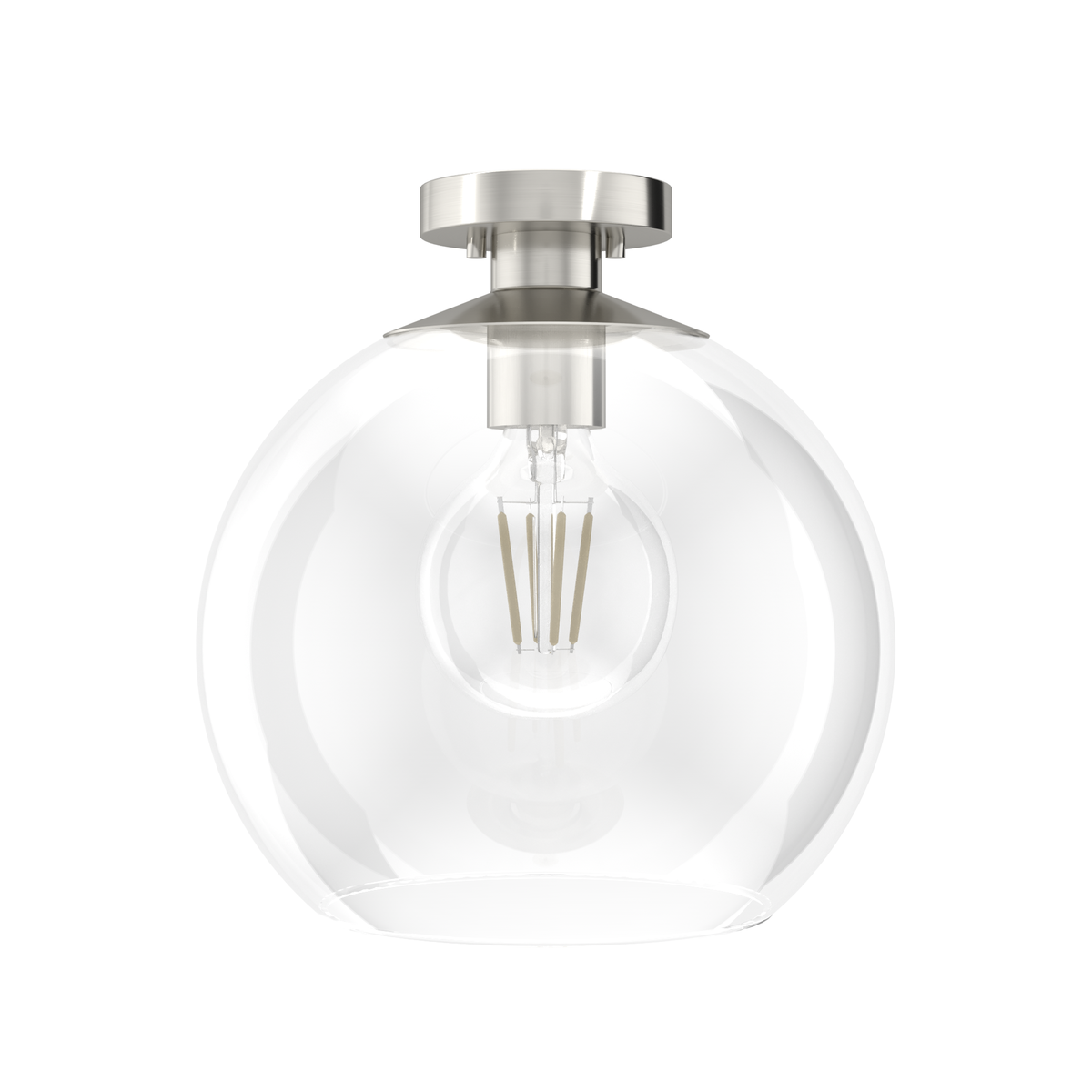 Xidane 14-inch 1-light Brushed Nickel Globe Pendant with Clear Glass