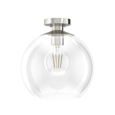 Xidane 14-inch 1-light Brushed Nickel Globe Pendant with Clear Glass