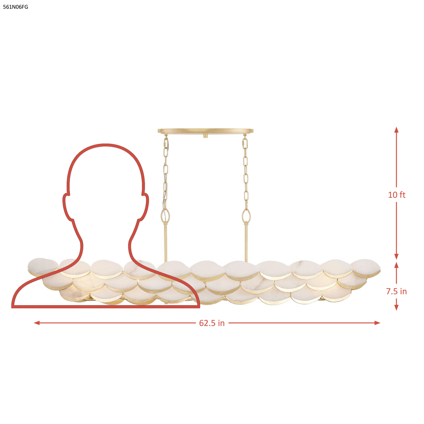 High Tide 6 Light linear Pendant