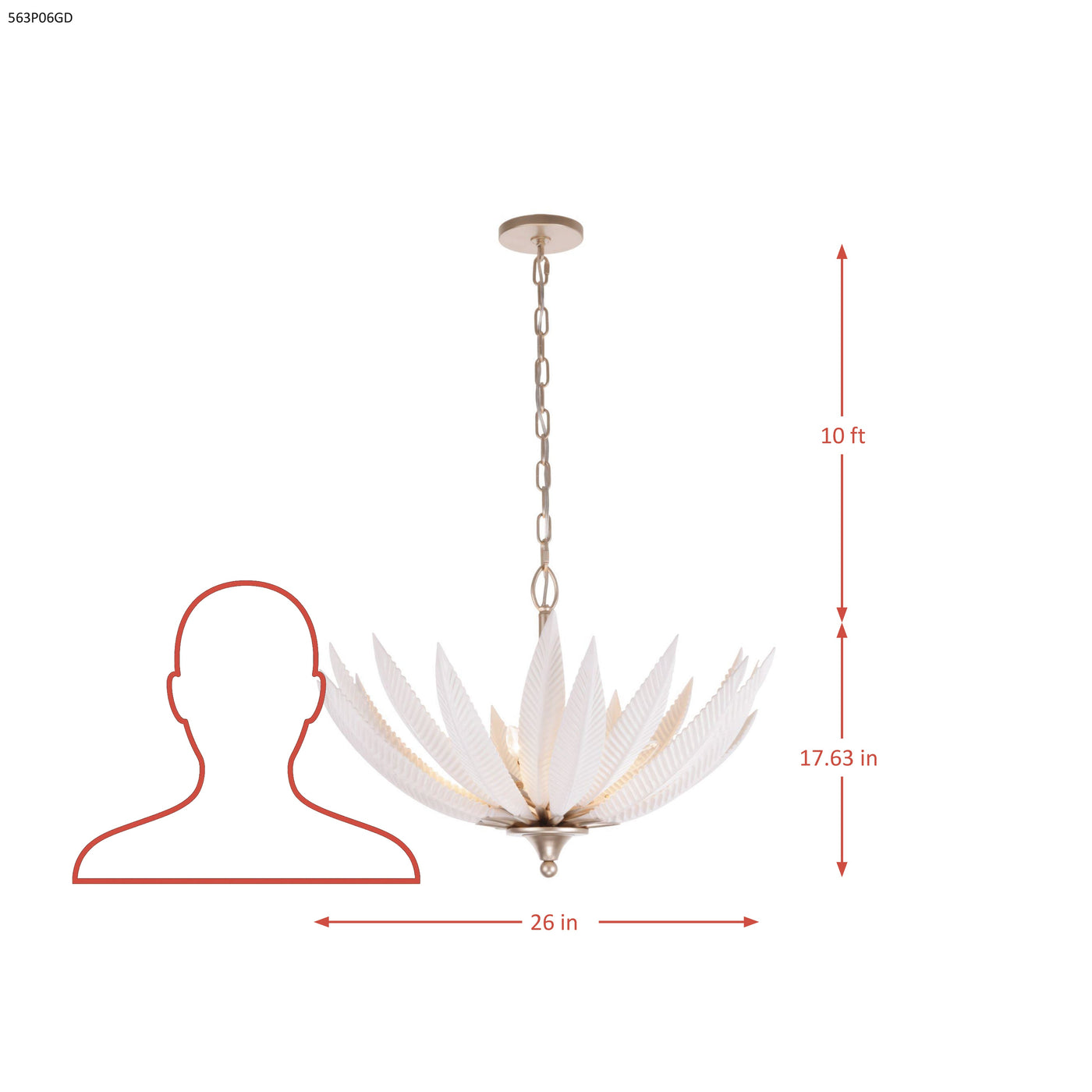 Zanara 6 Light Pendantwith 3D Printed Ceramic Leaves
