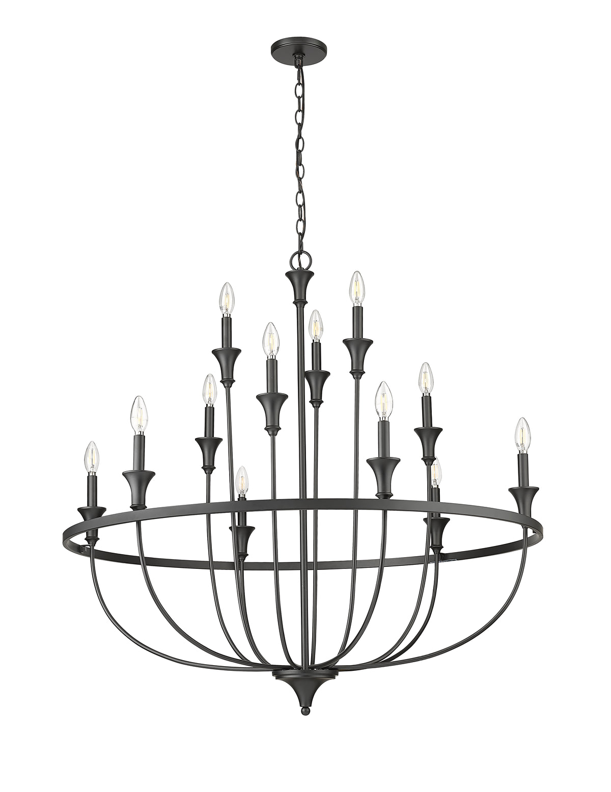 40.2'' Emery Matte Black 12 Light Chandelier