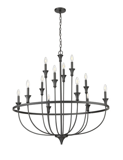 40.2'' Emery Matte Black 12 Light Chandelier